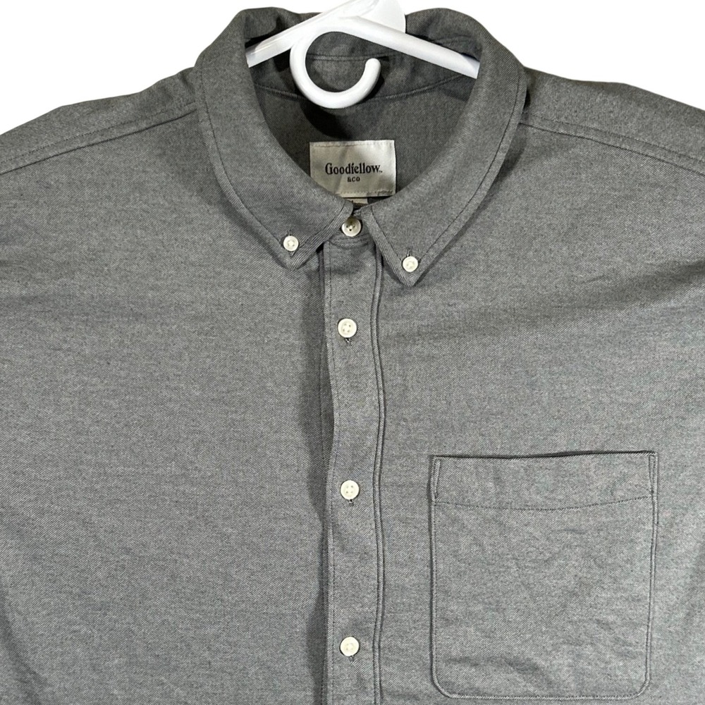 Goodfellow & Co Mens Comfort Wear Long Sleeve Button Down Shirt Grey Large New